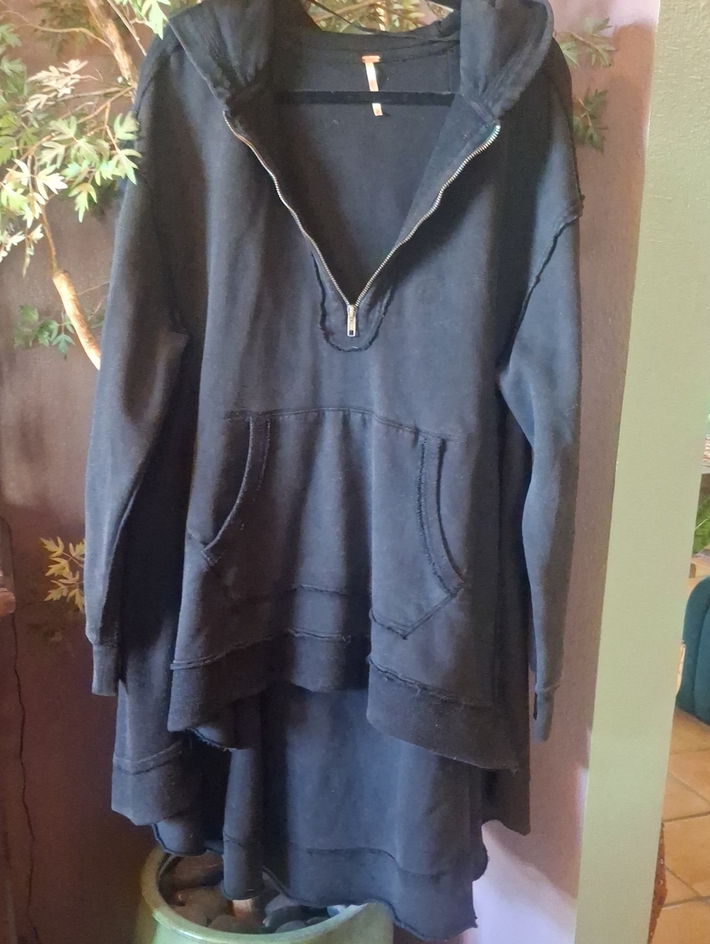 Free People Super Oversized Women’s Black Half-Zip Hoodie